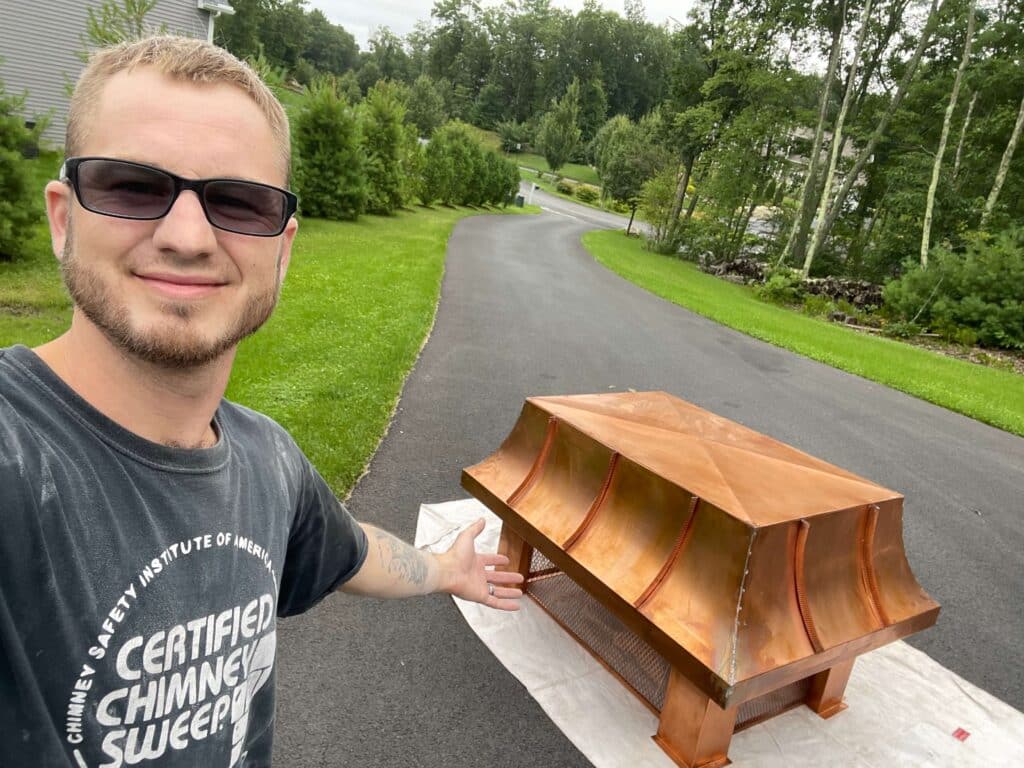 copper multi flue chimney cap in rhode island