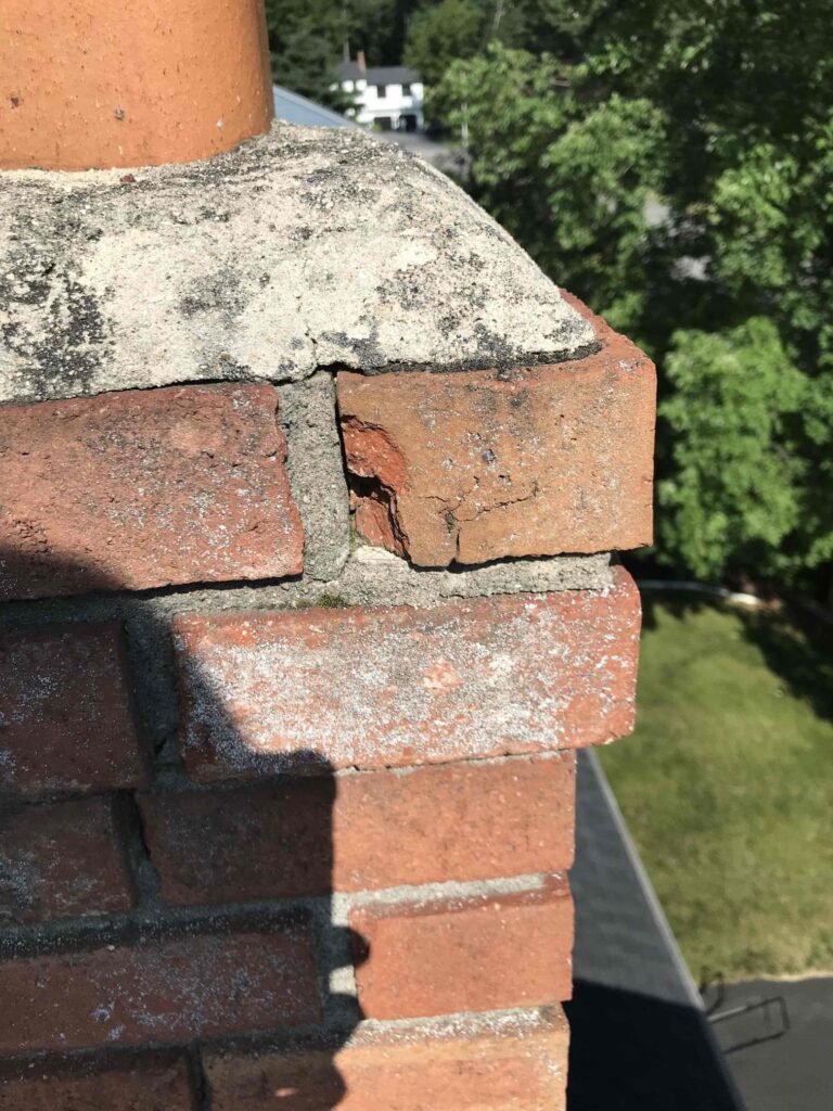 crumbling brick chimney
